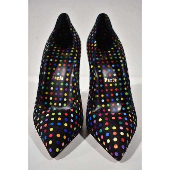 Christian Louboutin Hot Chick 100 Black Suede Multi Polka Dot Heel Pump 40.5 - Picture 5 of 12